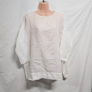 Urban Research Door Boxy Casual Top Blouse Women One Size White Linen